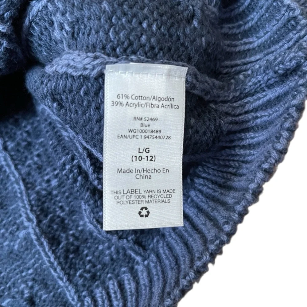 Wonder Nation Blue‎ Cable Knit Sweater Sz. 10-12 NWOT